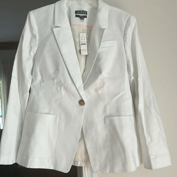 J. Crew Helena blazer in stretch linen blend BX793 Size 10 white